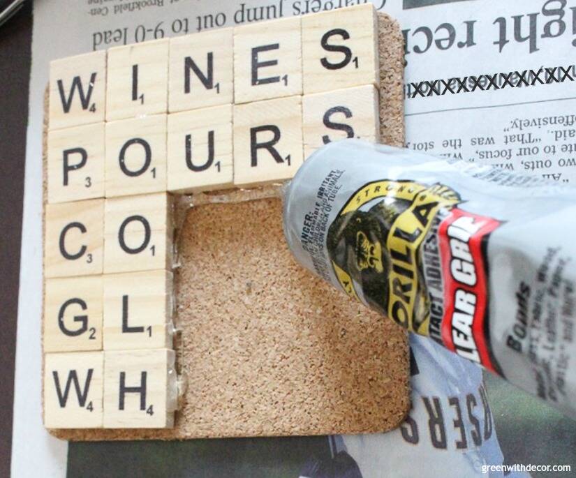 Create these Scrabble coasters with Gorilla Glue Clear Grip in no time!