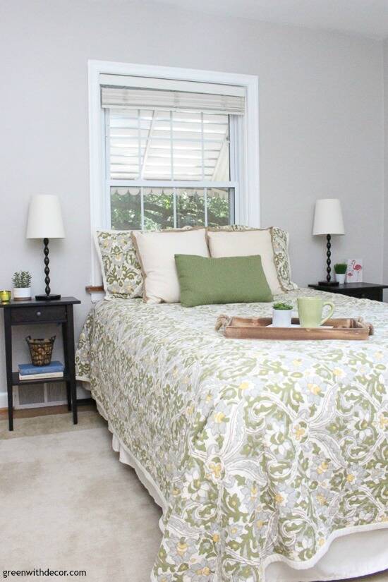 Neutral Blue And Green Bedroom Reveal Green With Decor