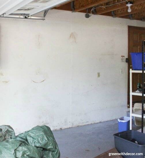 Painting garage walls with a paint sprayer – a before picture