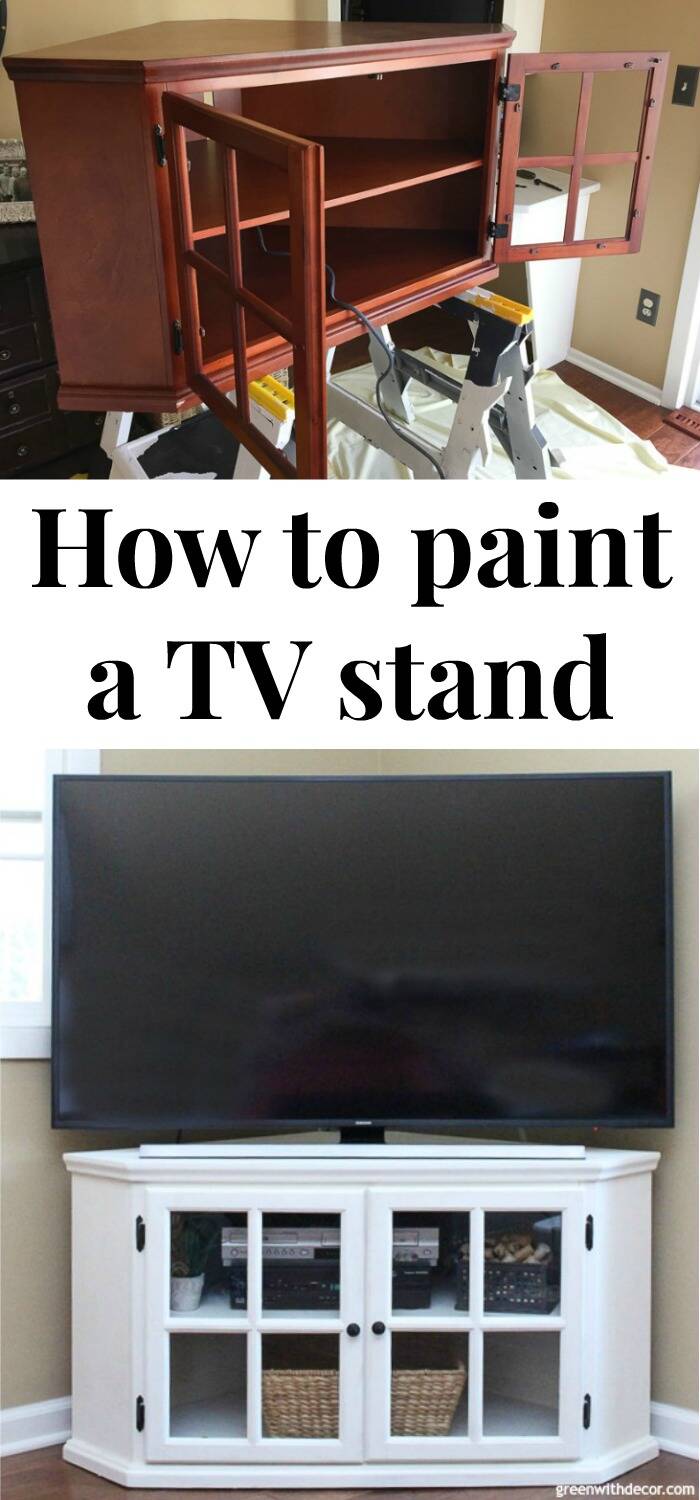 How to paint a TV stand Green With Decor
