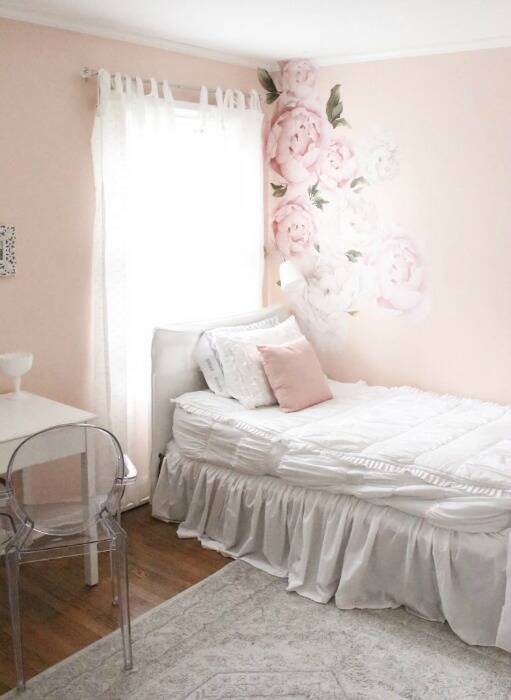 Girls bedroom painted with Romance by Sherwin Williams