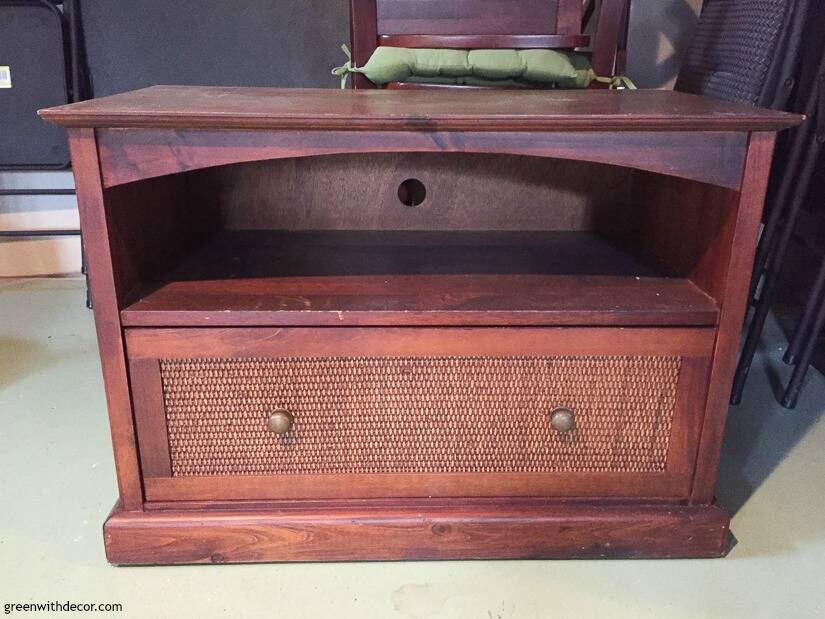 An old brown TV stand