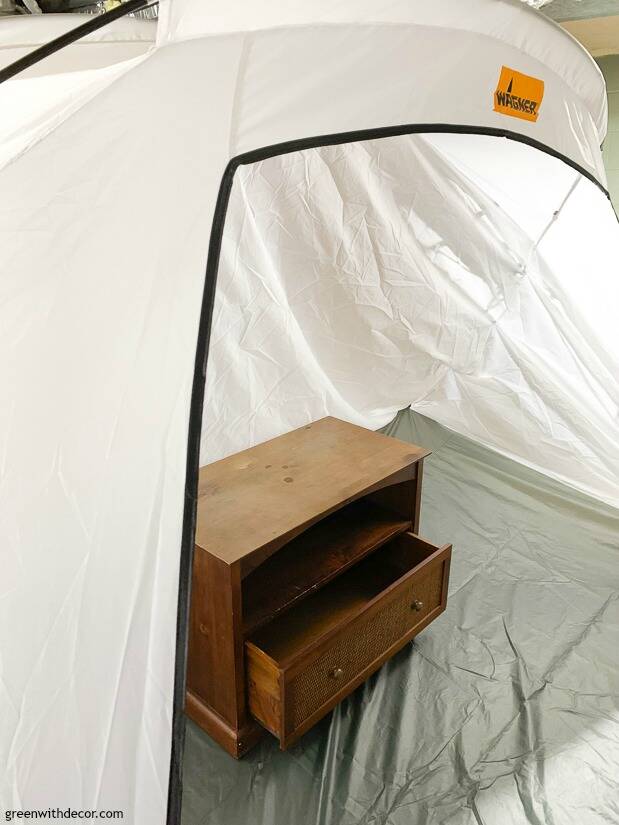 An old TV stand turned nursery book storage - Green With Decor