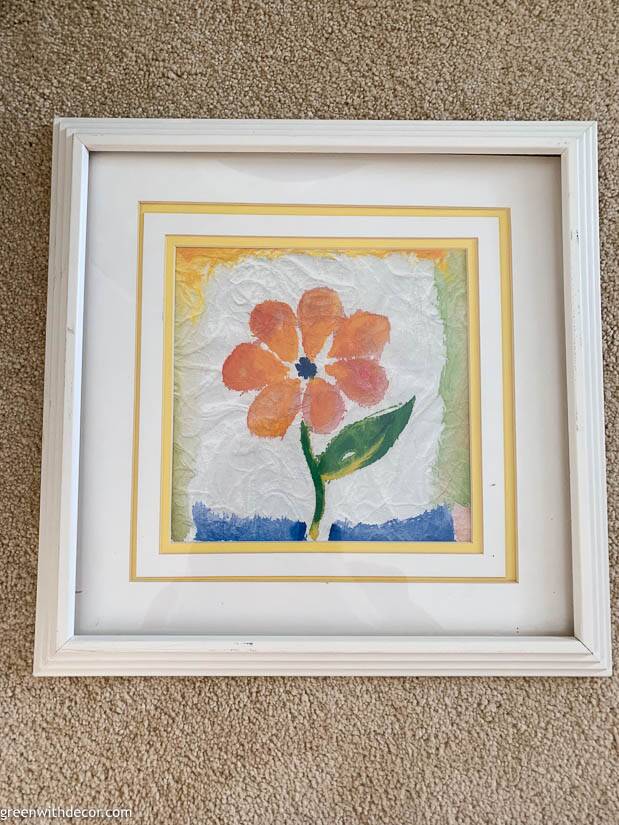 White frame with watercolor flower