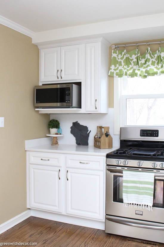 The best built-In microwave cabinet height - Green WIth Decor