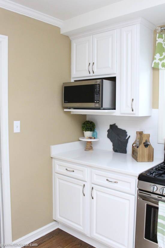 The best built-In microwave cabinet height - Green WIth Decor