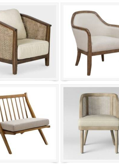 Collage of four neutral accent chairs