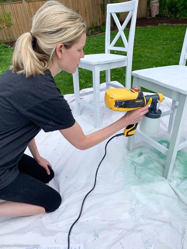 How to paint barstools with a paint sprayer - Green With Decor