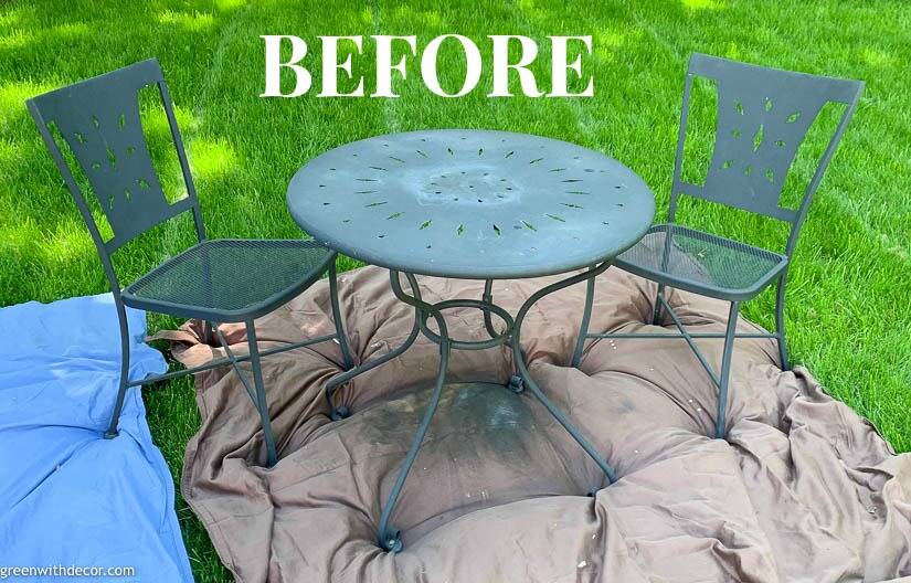 How to paint a bistro set with a paint sprayer Green With Decor