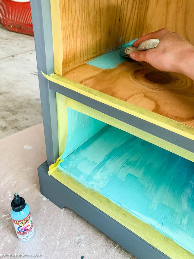 A colorful end table makeover with gel stain and glaze - Green