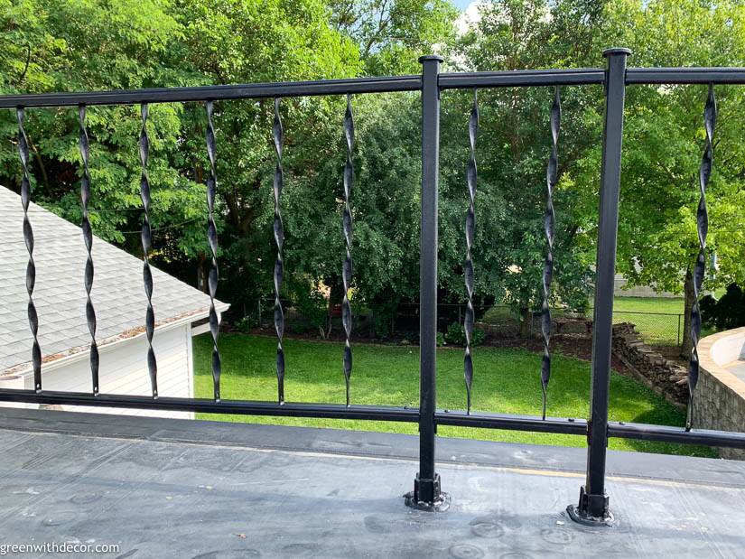 A metal railing after fresh paint