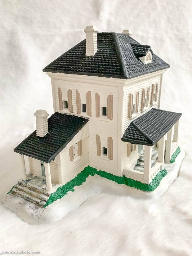 A painted Christmas village house - Green With Decor