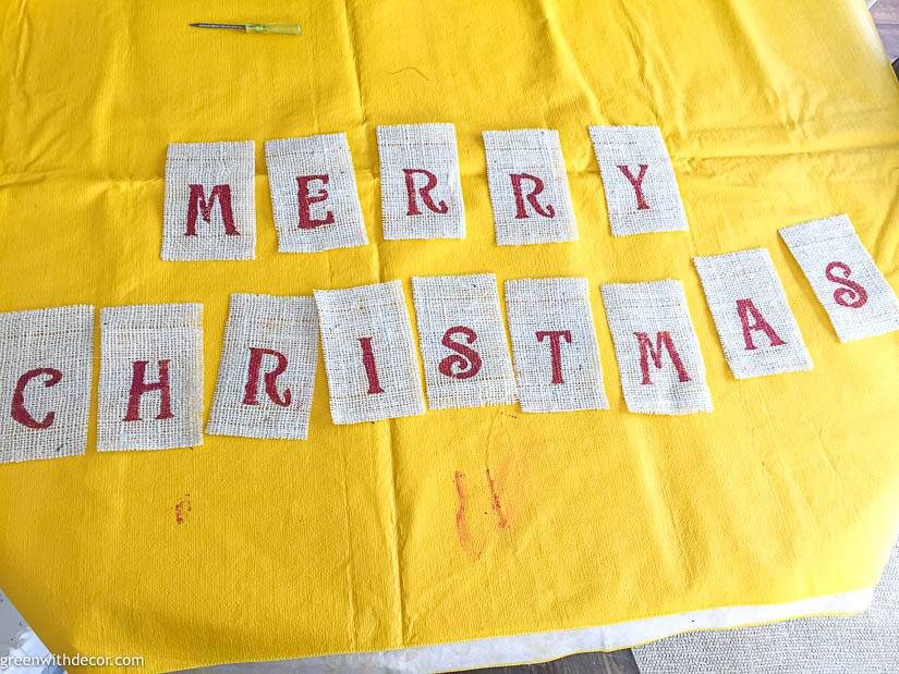 'Merry Christmas'  spelled out for a DIY Christmas banner