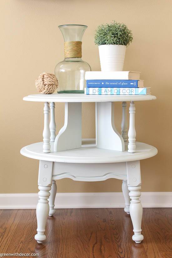 A gorgeous blue two tier table makeover