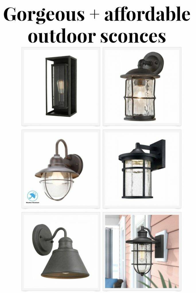 Collage of gorgeous and affordable outdoor sconces