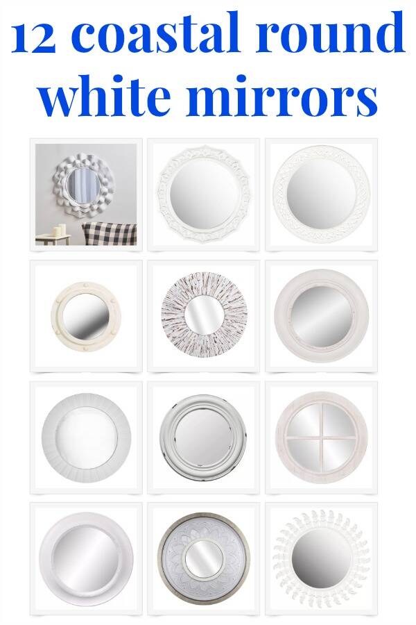Collage of coastal round white mirrors