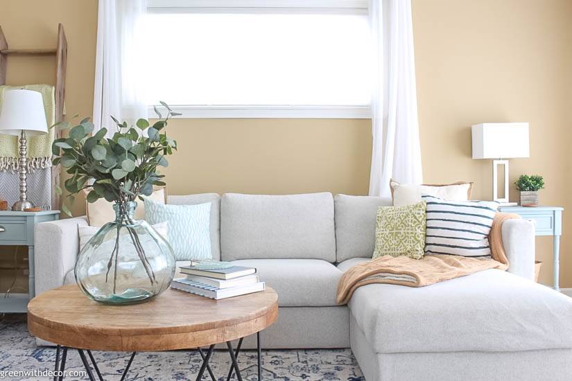 IKEA couch in coastal family room