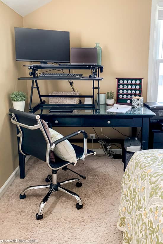 Home office corner in guest bedroom