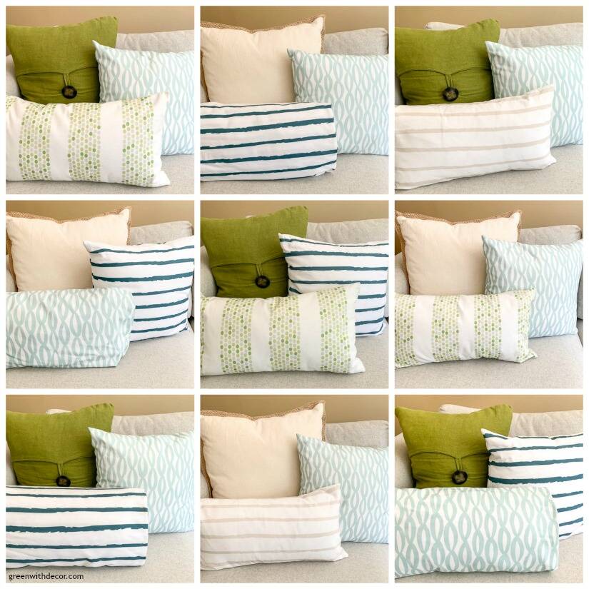 Collage of mix/matched throw pillows