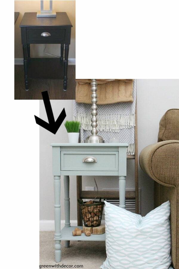 Before/after painted light blue end table