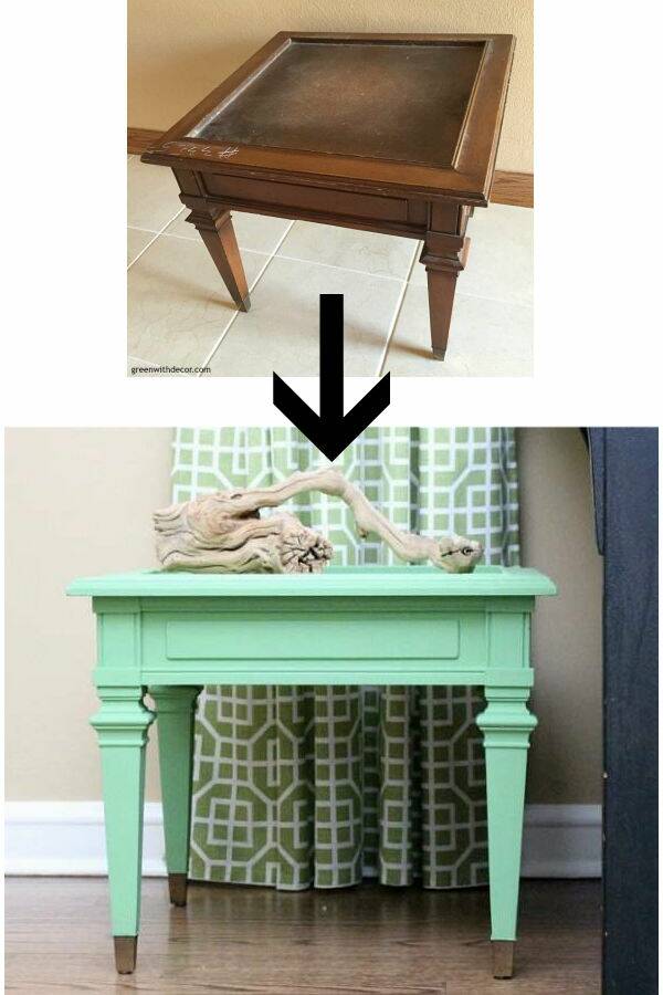Before/after painted green table
