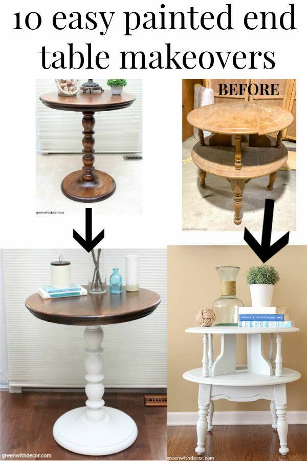 10 painted end table makeovers - Green With Decor