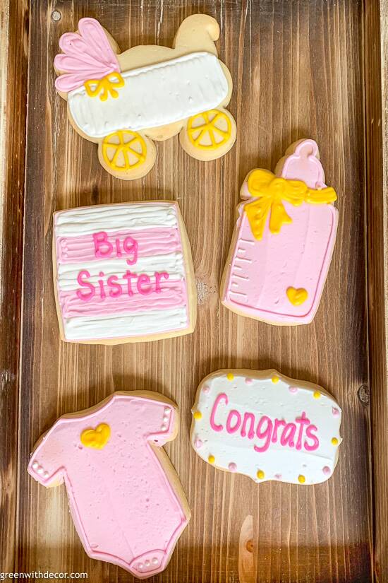 Gender reveal / pink big sister cookies