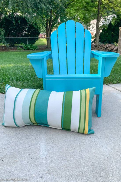 Painted wood furniture with throw pillow