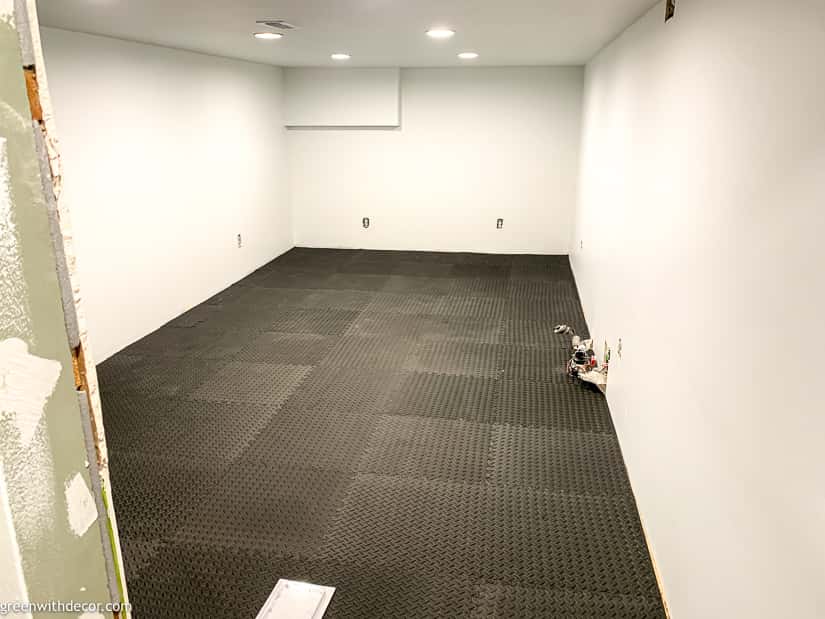 Kid-friendly basement gym flooring