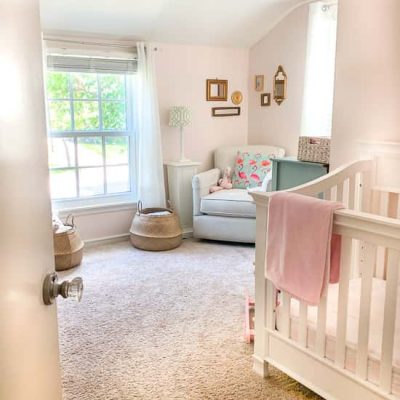 Crystal door knob in girl's pink nursery