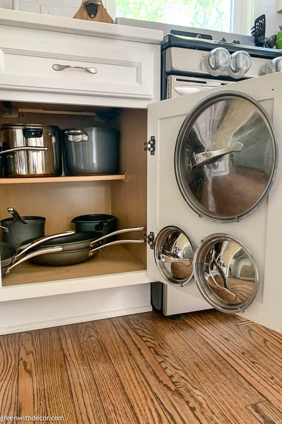 How to organize pot lids easy Green With Decor