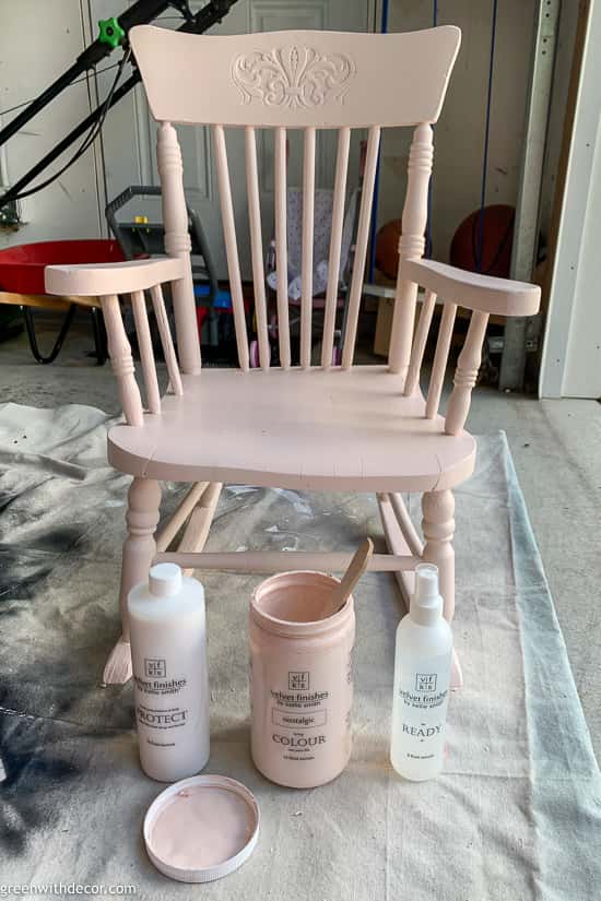 Pink paint near painted chair
