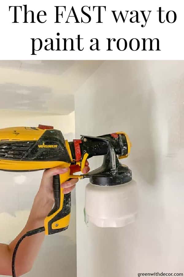 Painting a room with text overlay, "The FAST way to paint a room"