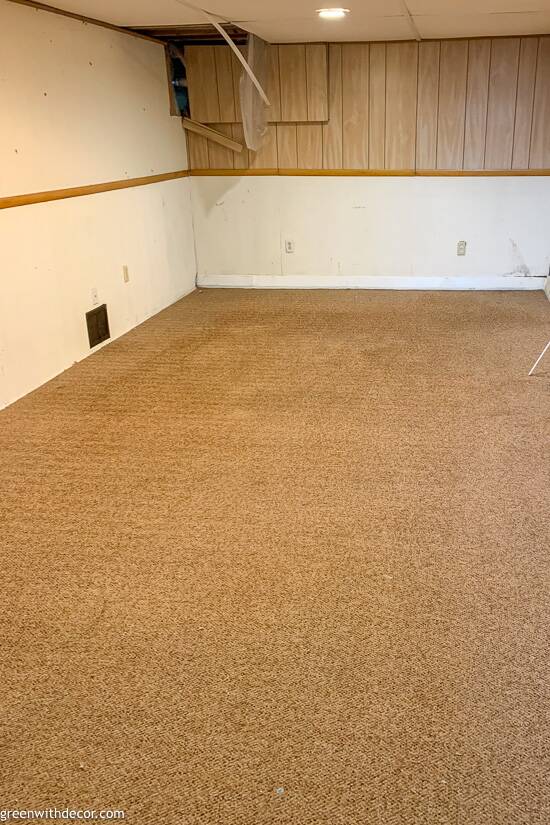 Empty basement before kid-friendly makeover