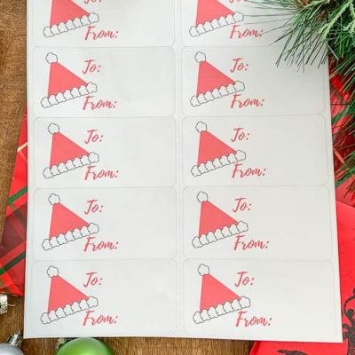 Free Christmas printable gift tags with Santa hats