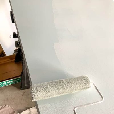 Painting a flat door on sawhorses