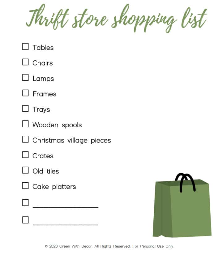Thrift store shopping checklist - free printable!