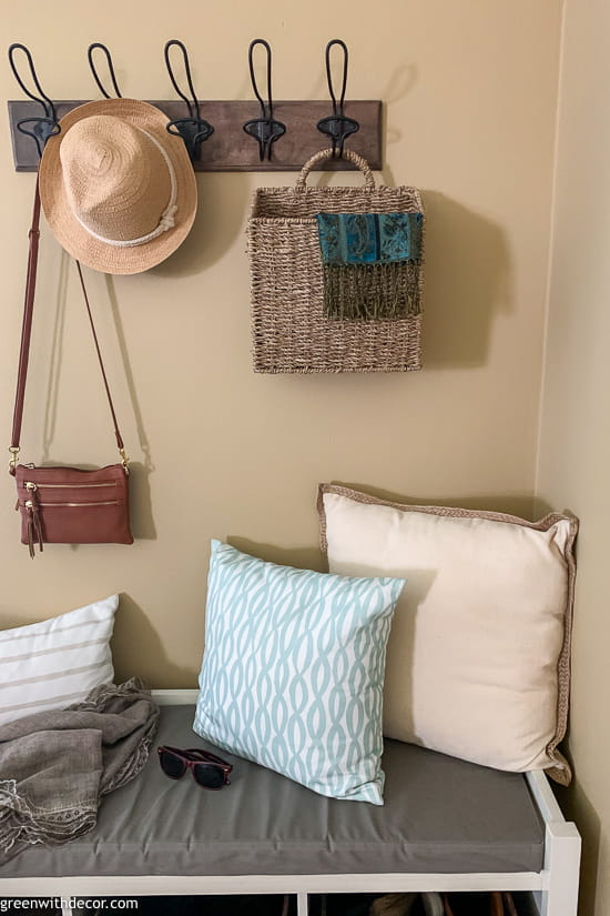 Mudroom reveal storage ideas Green With Decor