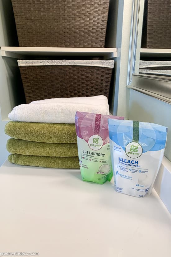 Towels with laundry detergent